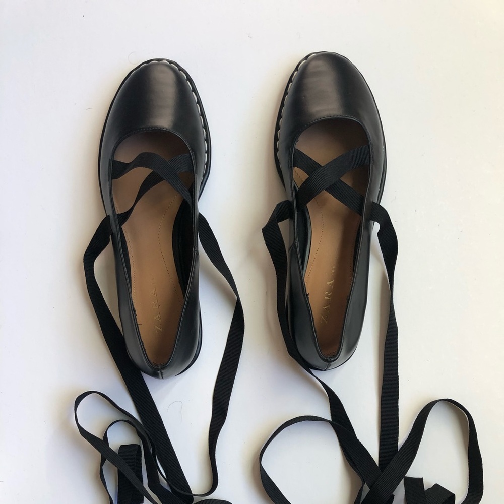 NEW Sold Out Zara Lace up Ballerina flats